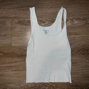 Brandy Melville White Ribbed Tank Top – One Size – Minimal Everyday Basic